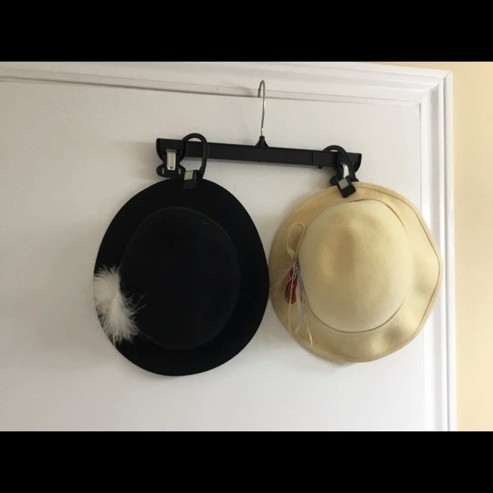 Cloche/fedora hats x 2 a black and a off white